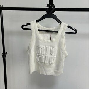 Miu Miu Women Short Tank Top-White